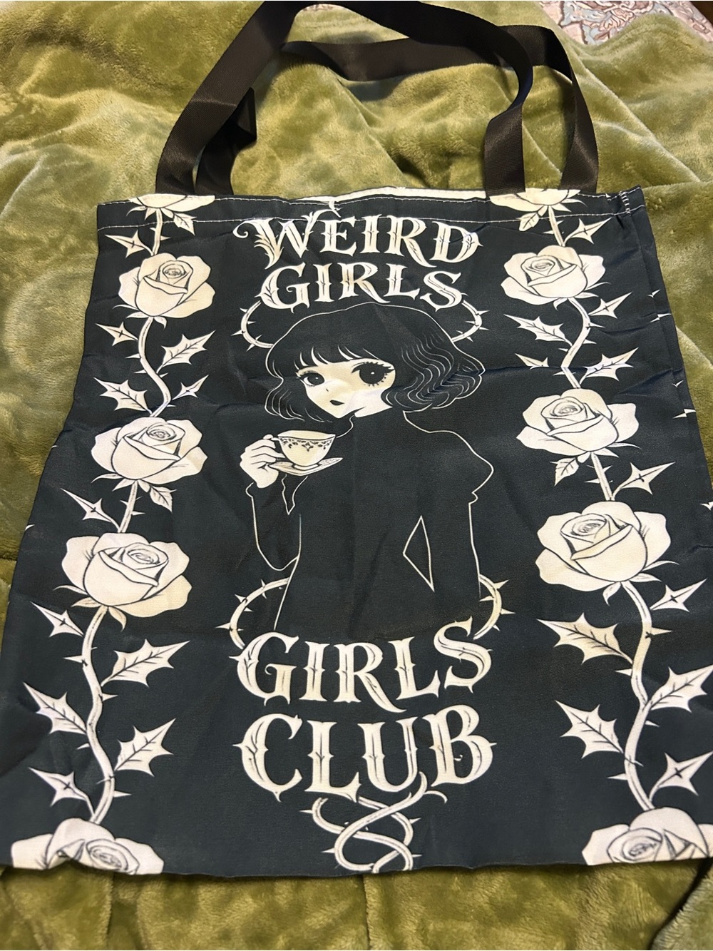 Black Tote with 'Weird Girls Club' Graphic